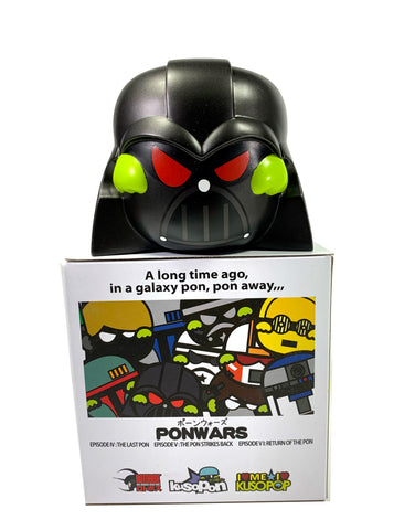 KUSOPON PONWARS, Darth Vader, Designer toy, vinyl head in a Box, 3" tall, 4" wide